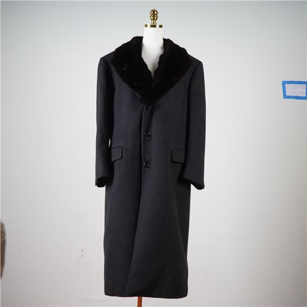 Hickey Freeman Bespoke Pure Cashmere Overcoat with Mink Collar