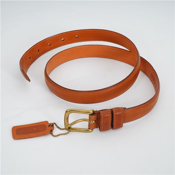 Coach Glove-Tanned Leather Belt with Solid Brass Buckle