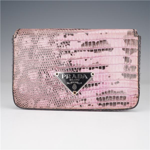 Prada Small Exotic Embossed Leather Card Wallet