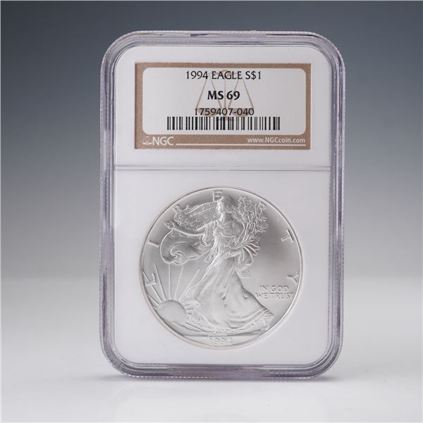 1994 American Silver Eagle Dollar Coin NGC Graded MS 69