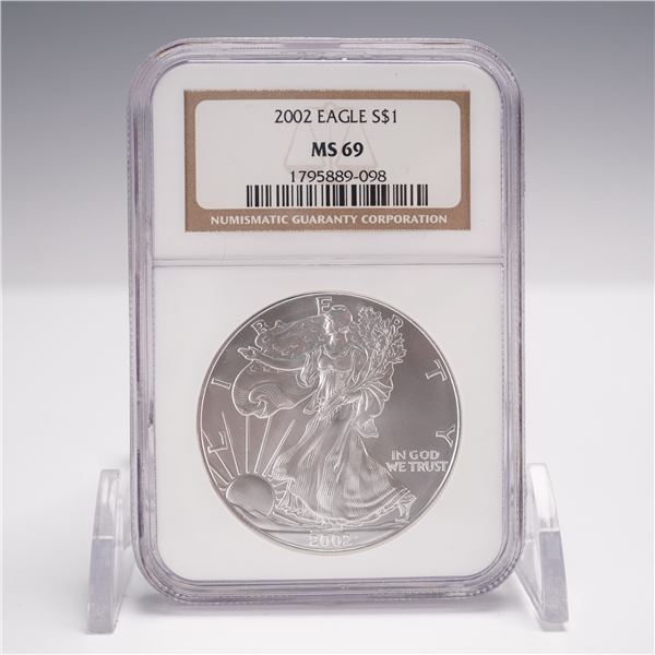 2002 American Silver Eagle Type 1 Dollar NGC Graded MS 69