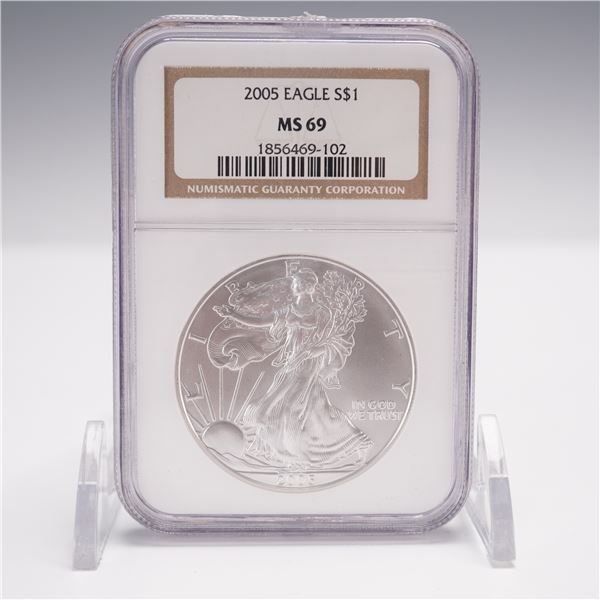 2005 American Silver Eagle Type 1 Dollar NGC Graded MS 69