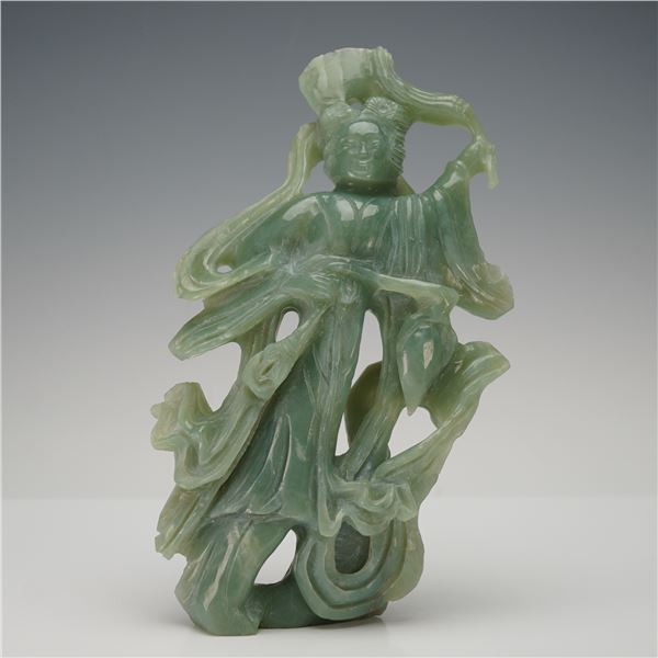 Chinese Carved Maiden Celestial Jade Figurine