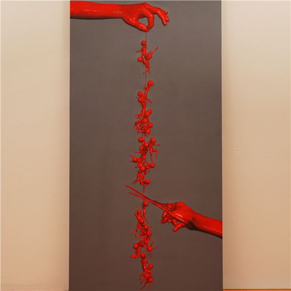 Shi Lifeng (Chinese b. 1968) Monumental Oil on Canvas w/ COA, Signed