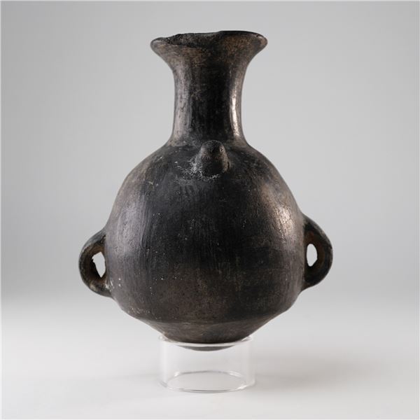 Pre-Columbian Ceramic Black-Glazed Aryballos Storage Jar