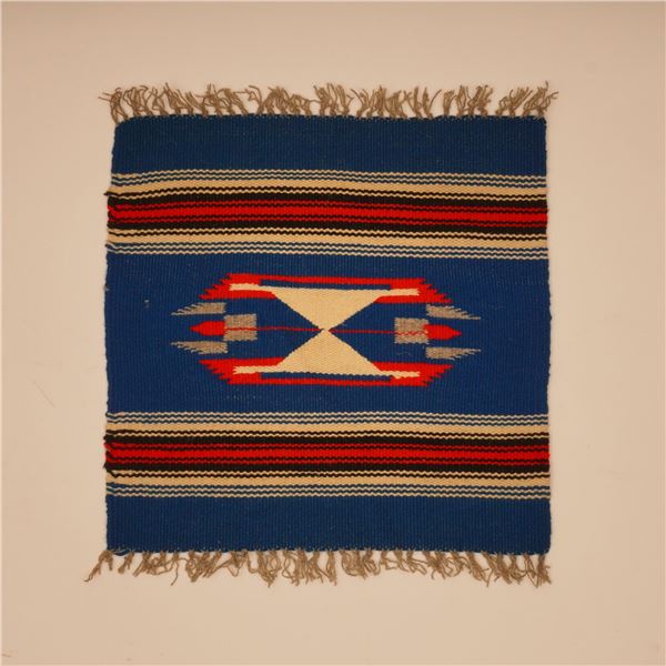 Small Handwoven Chimayo Wool Textile with Geometric Design