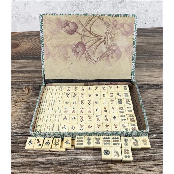 Antique Chinese Bone Mahjong Tile Set