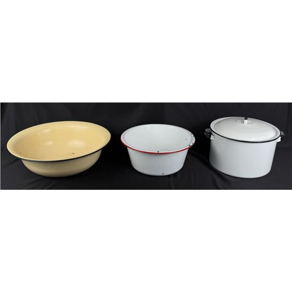 Antique Enamel Farmhouse Pots and Pans