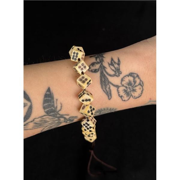 Civil War Era Carved Bone Dice Bracelet