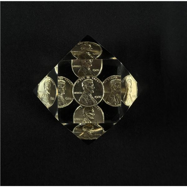 Lucite Lincoln Penny Paperweight