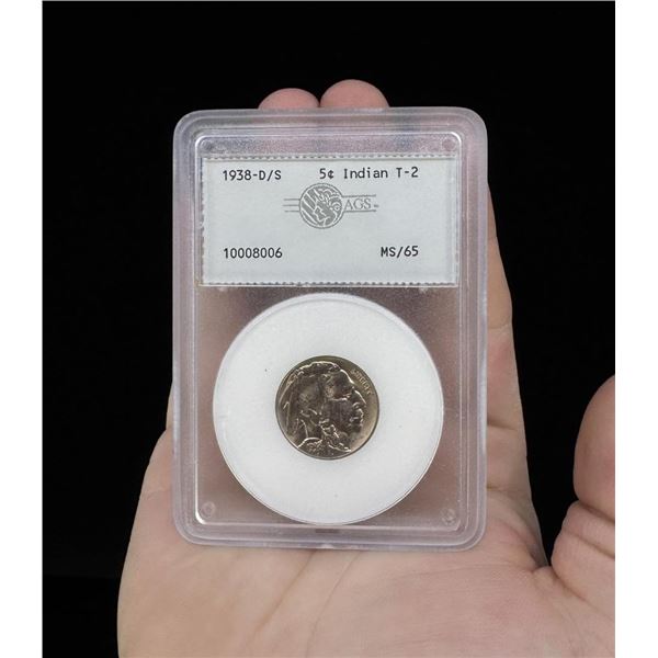 1938 D/S Buffalo Nickel AGS MS65