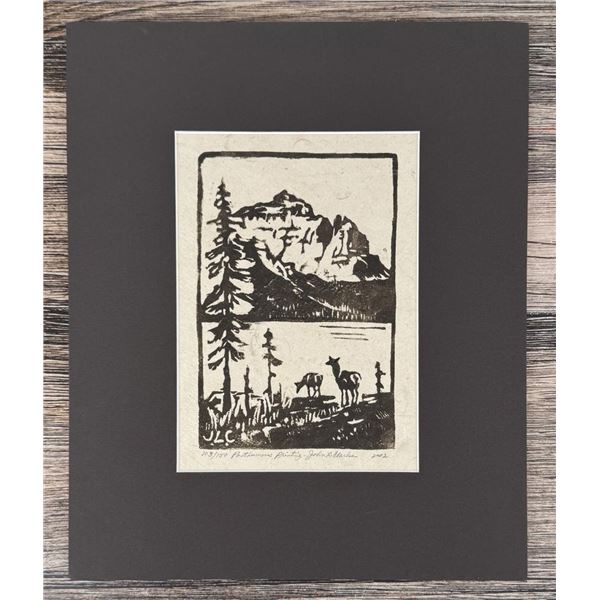 John Louis Clarke Glacier Park Montana Linocut
