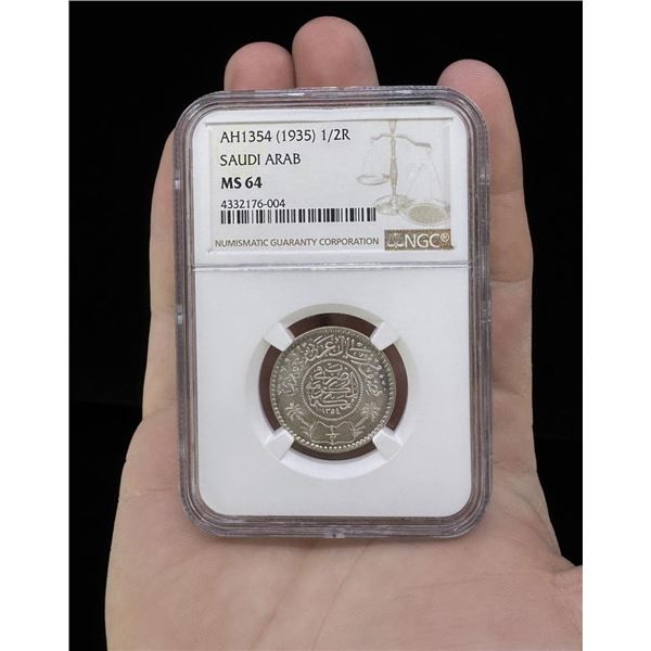 1935 Saudi Arabian Silver 1/2 Riyal MS64 NGC