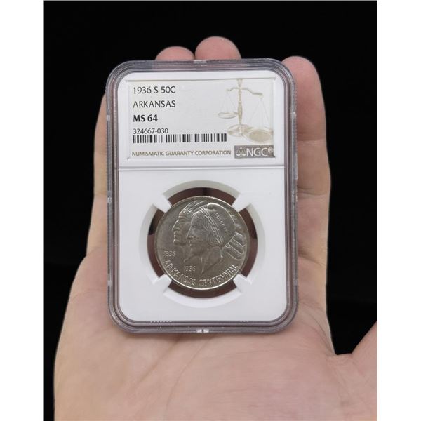 1936 S Arkansas Silver Half Dollar MS 64 NGC