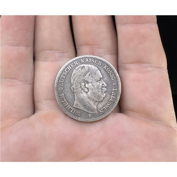 1876 B German Empire Silver 2 Mark Coin