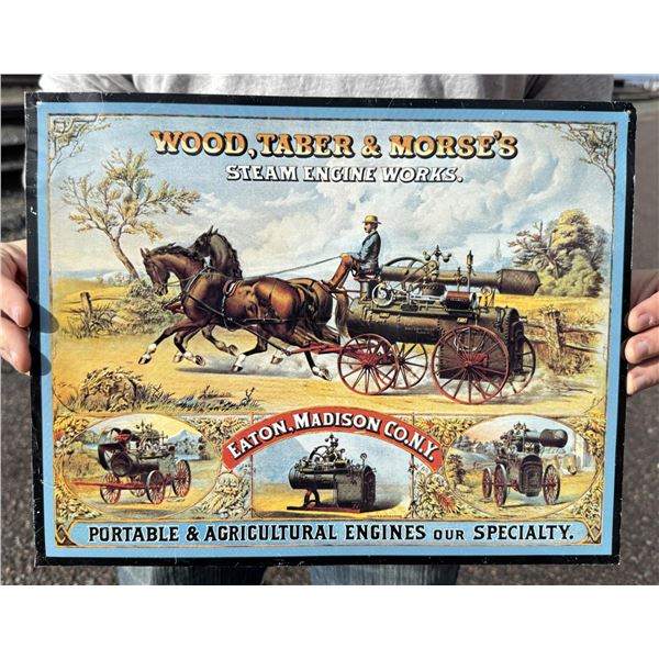 Wood Taber & Morse's Steam Engine Tin Sign