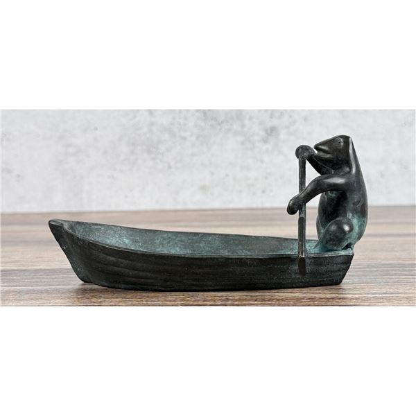 Bronze Frog in Boat Paperweight