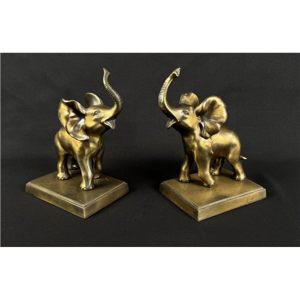 Brass Clad Elephant Bookends