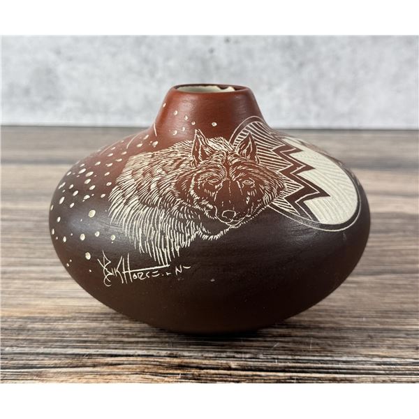 Black Horse Native American Hozoni Pot