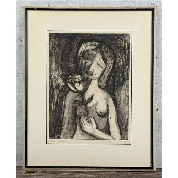 Marshall Etching Nude With Flower