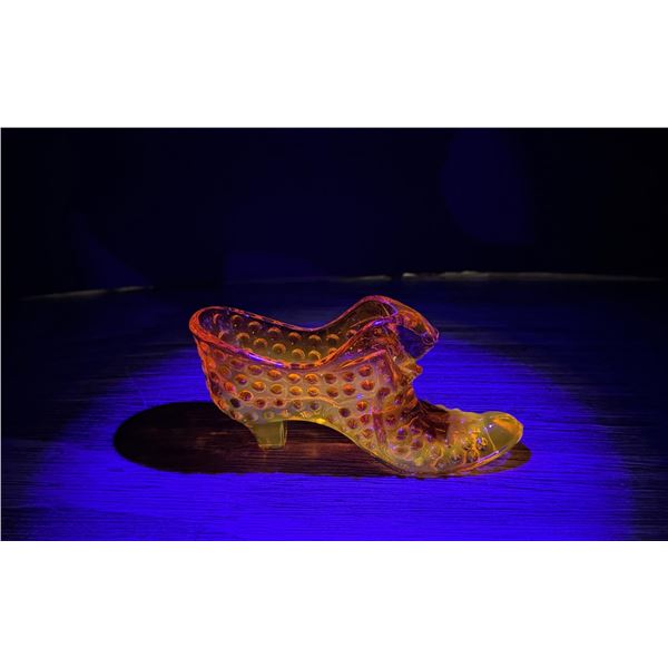 Fenton Cadmium Glass Hobnail Shoe