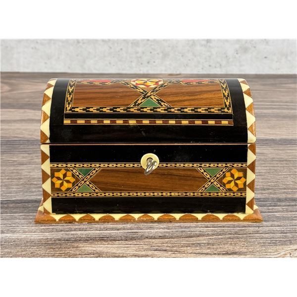 Wood Inlaid Jewelry Box Treasure Chest