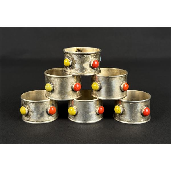 Brass Glass Marble Napkin Rings