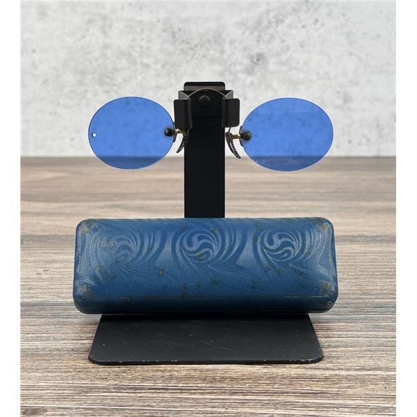 Civil War Era Cobalt Blue Pince Nez Sunglasses