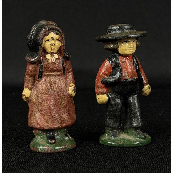 Cast Iron Amish Couple Paperweights