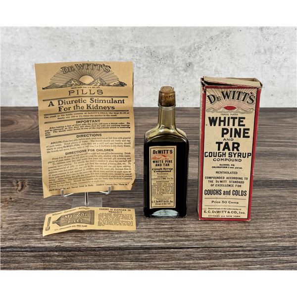 DeWitt's White Pine Tar Cough Syrup Bottle