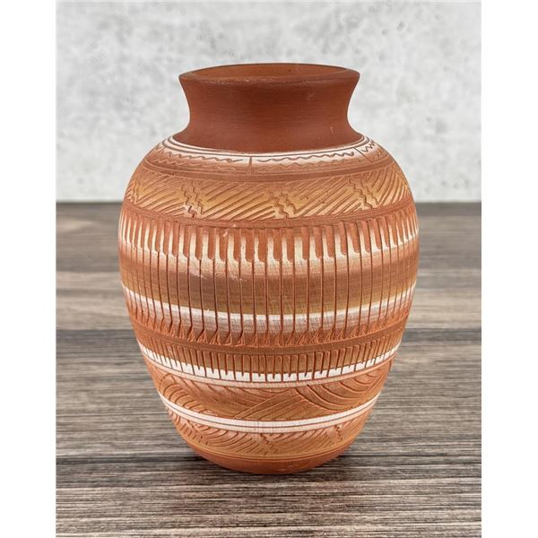J JMSN Navajo Pueblo Sgraffito Pottery Pot