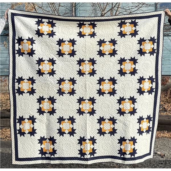 Antique Daisy Bell Sawtooth Star Quilt