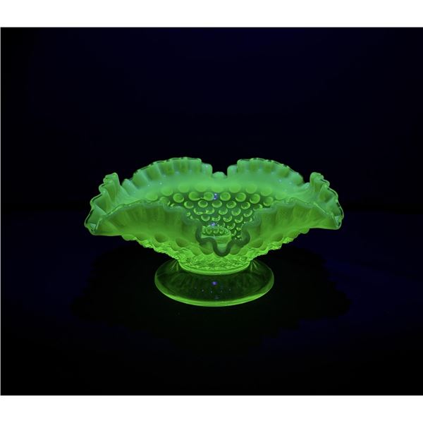 Fenton Glass Hobnail Uranium Glass Candy Dish