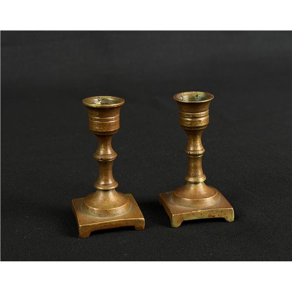Antique Miniature Solid Brass Candlesticks