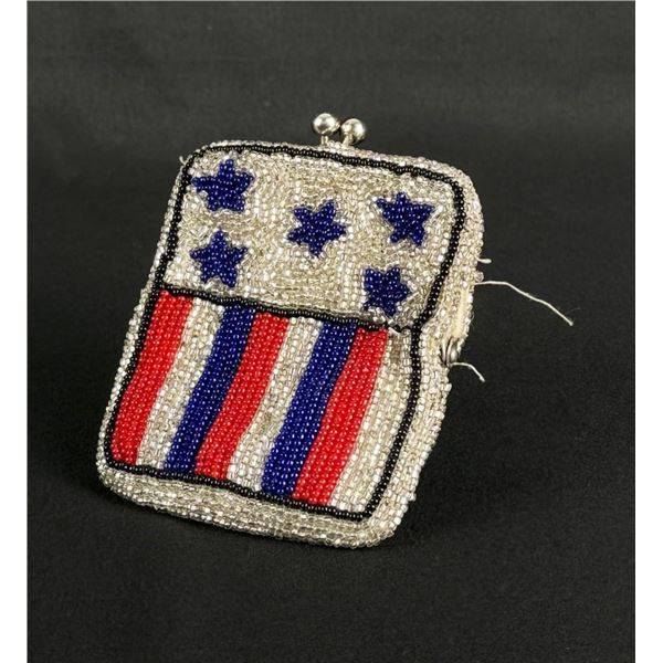 Native American Indian Beaded American Flag Purse