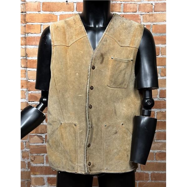 Vintage Suede Leather Wool Cowboy Vest