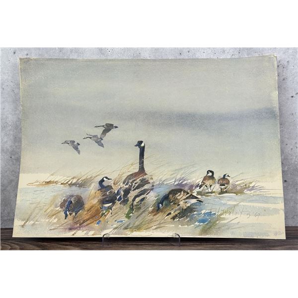 Ed Walaitis Canadian Geese Watercolor Painting