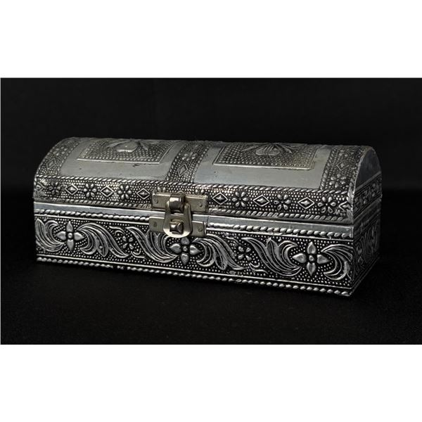 Indian Metal Overlay Jewelry Bangle Dowry Box