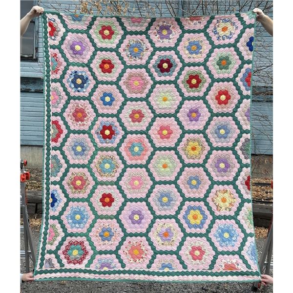 Antique Grandmothers Flower Garden Quilt
