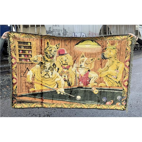 Dogs Playing Pool Tapestry Textile Rug