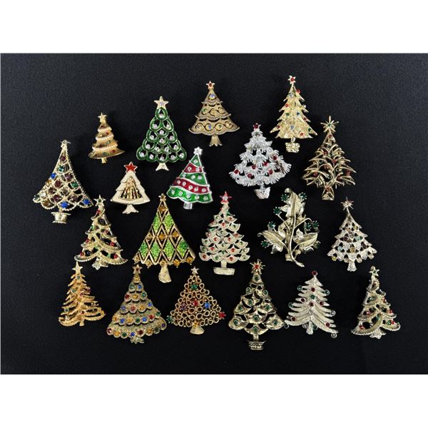 Costume Jewelry Christmas Tree Rhinestone Brooches