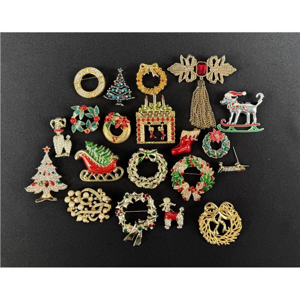 Costume Jewelry Christmas Rhinestone Brooches