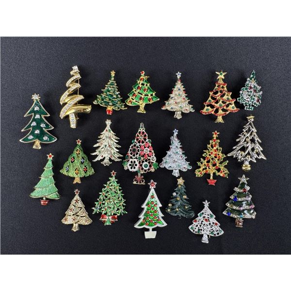 Costume Jewelry Christmas Tree Rhinestone Brooches