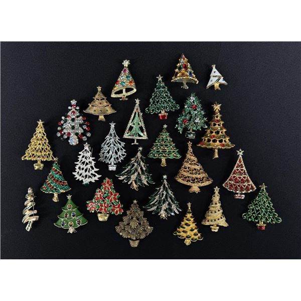 Costume Jewelry Christmas Tree Rhinestone Brooches