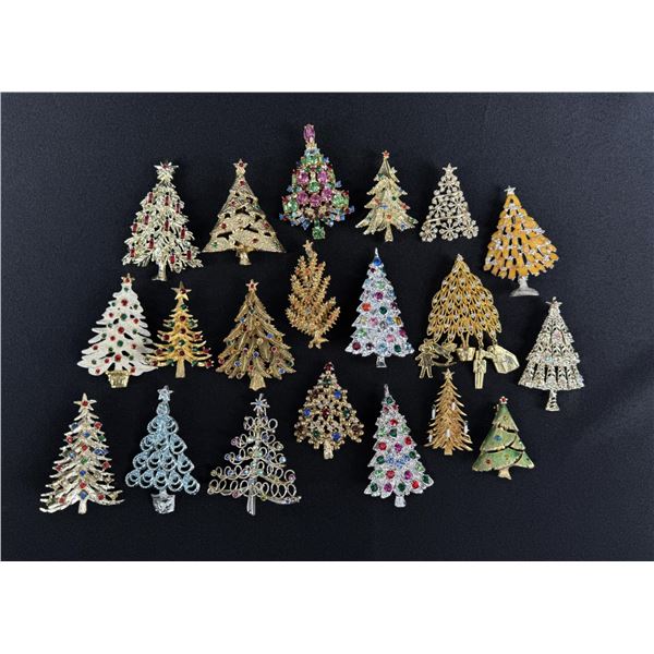 Costume Jewelry Christmas Tree Rhinestone Brooches