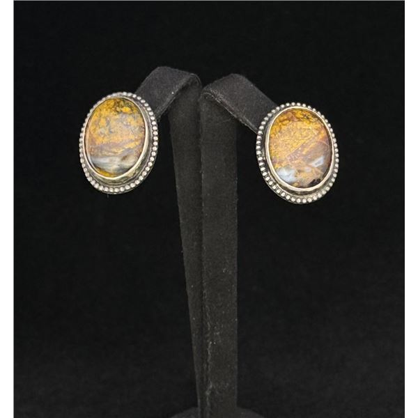 Navajo Bumblebee Jasper Sterling Silver Earrings