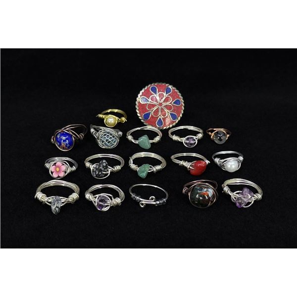 Collection of Sterling Silver Wire Wrapped Rings