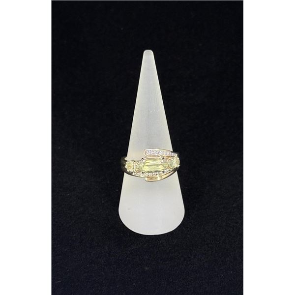 10k Yellow Gold Diamond Peridot Ring