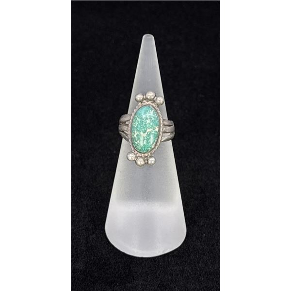Old Pawn Navajo Sterling Silver Turquoise Ring