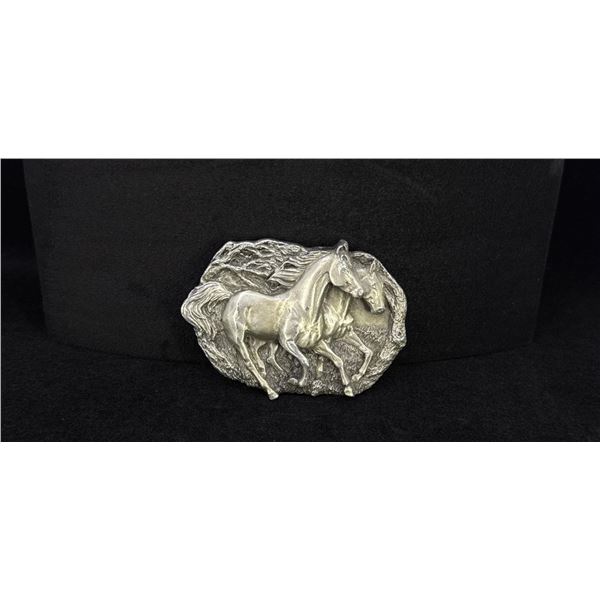 Bergamot Brass Pewter Horse Cowboy Belt Buckle